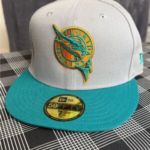New Era Florida Marlins Gray and Teal Hat